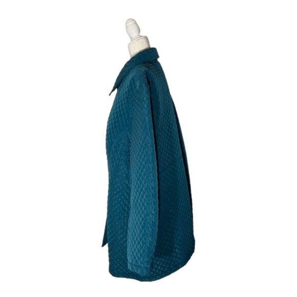 Willow Lane Women's 2x Teal Quilted Button Down Coat - Picture 3 of 7